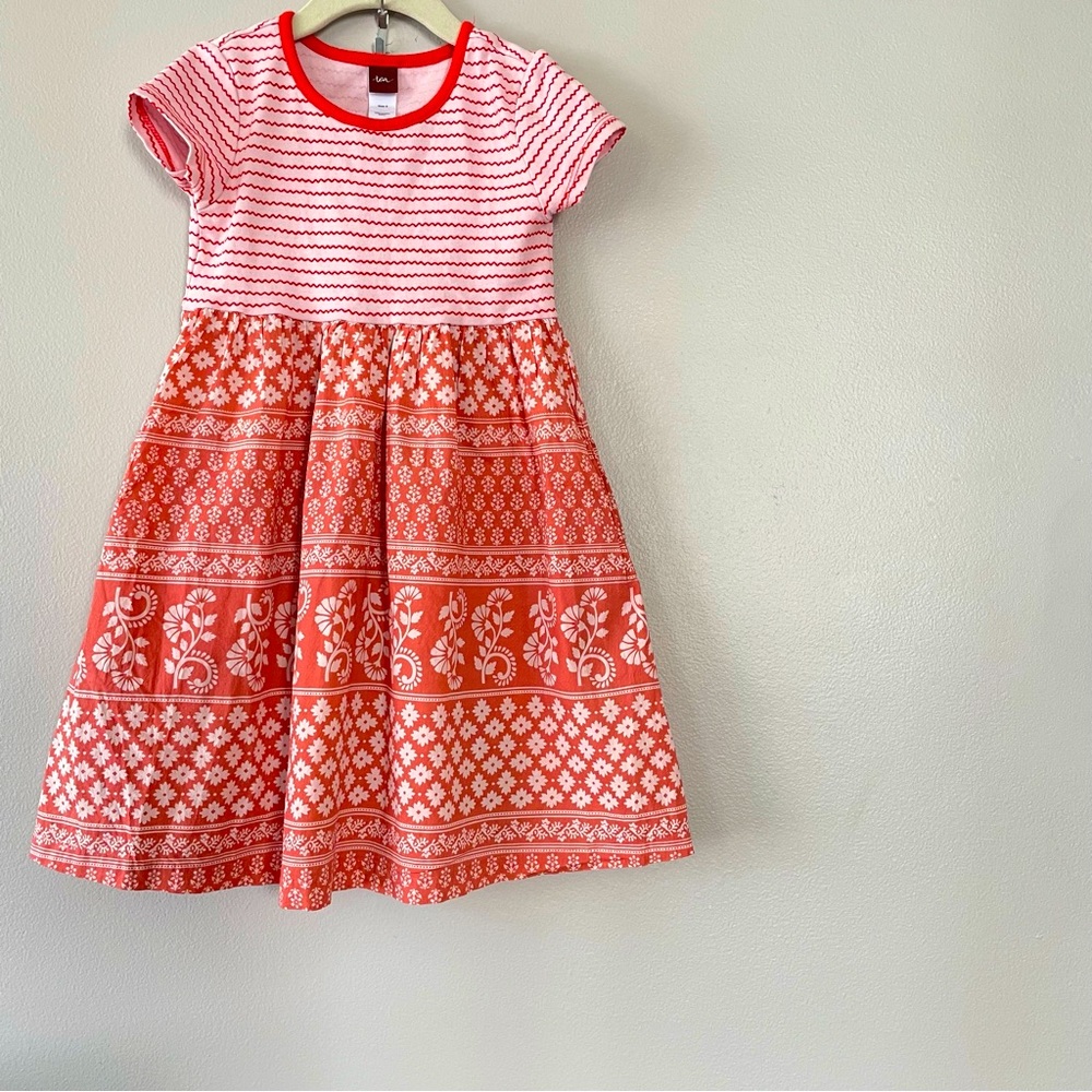 Tea sz 6 summer spring dress red, pink, peach